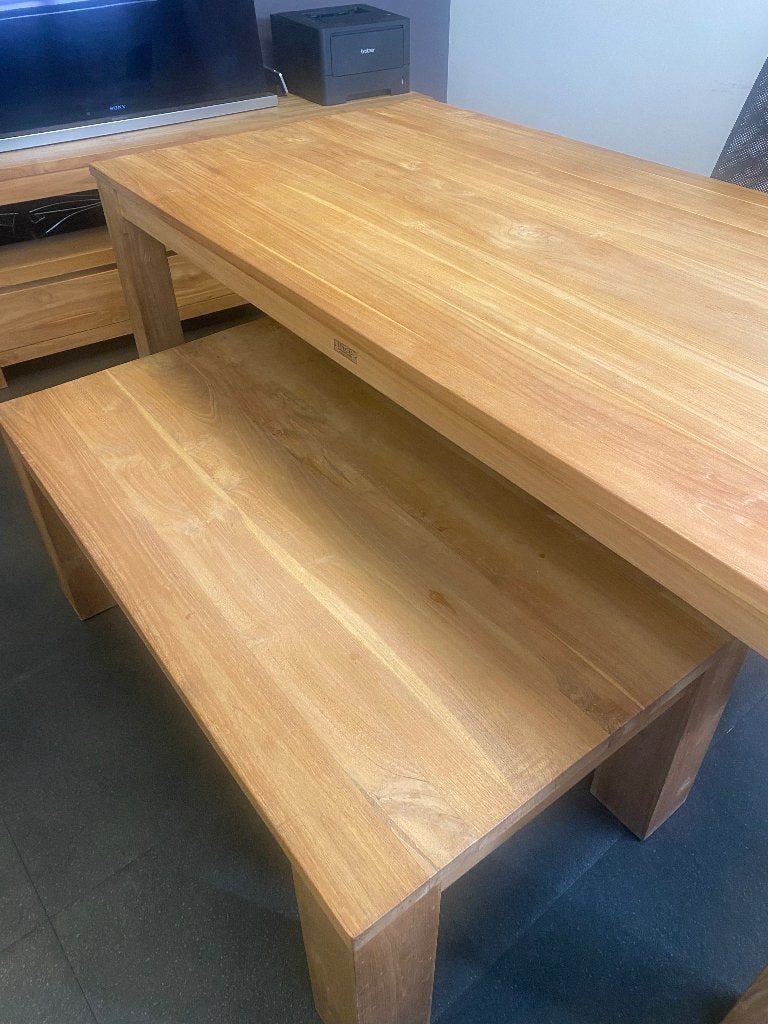 Teak Tafel + Salontafel + TV meubel, Ophalen, Gebruikt, Teakhout