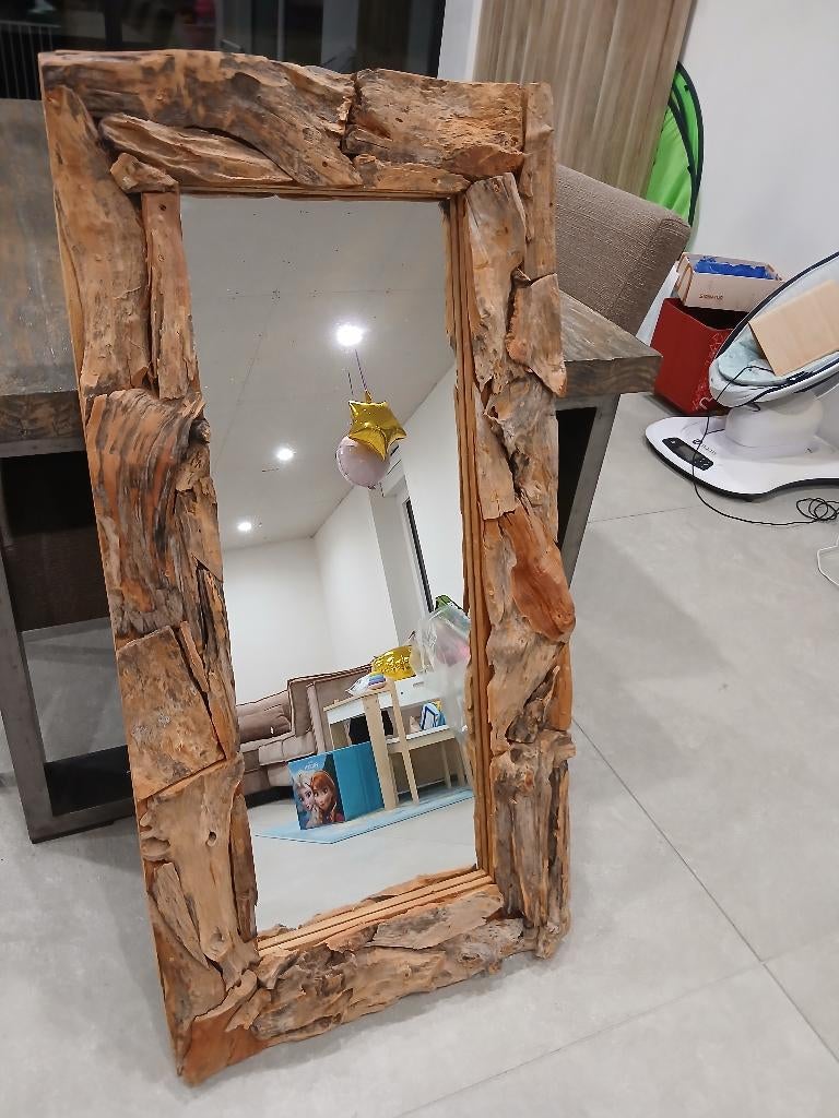 Drijfhout spiegel 120x60cm, Ophalen, Zo goed als nieuw, 100 tot 125 cm, Minder dan 100 cm