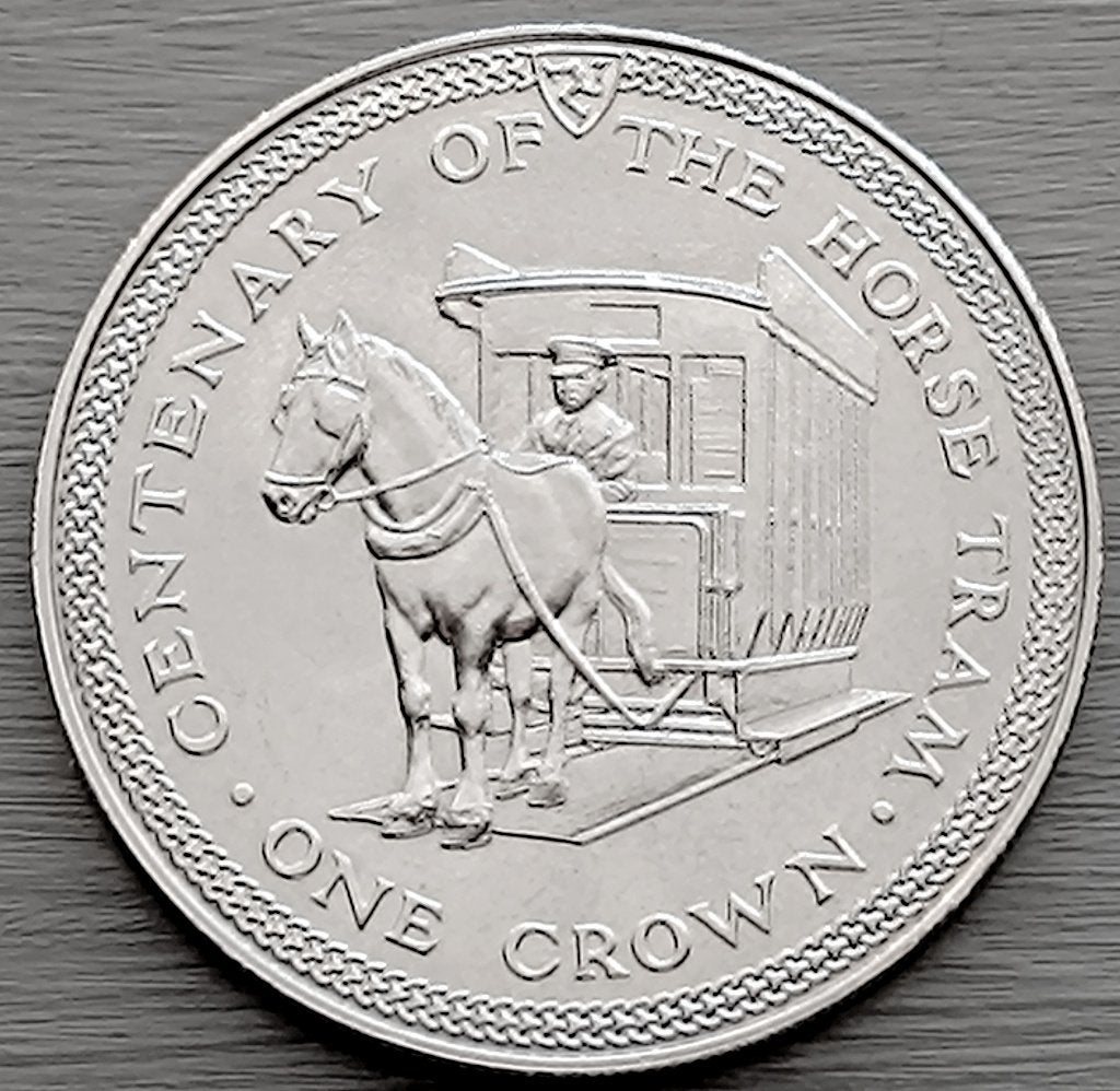 munt Isle of Man 1 crown 1976 : Paardentram, Enlèvement ou Envoi
