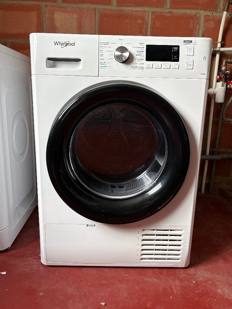 Whirlpool 8 kg droger - Zeer weinig gebruikt, Elektronische apparatuur, Droogkasten, Ophalen, 6 tot 8 kg, Zo goed als nieuw, Voorlader