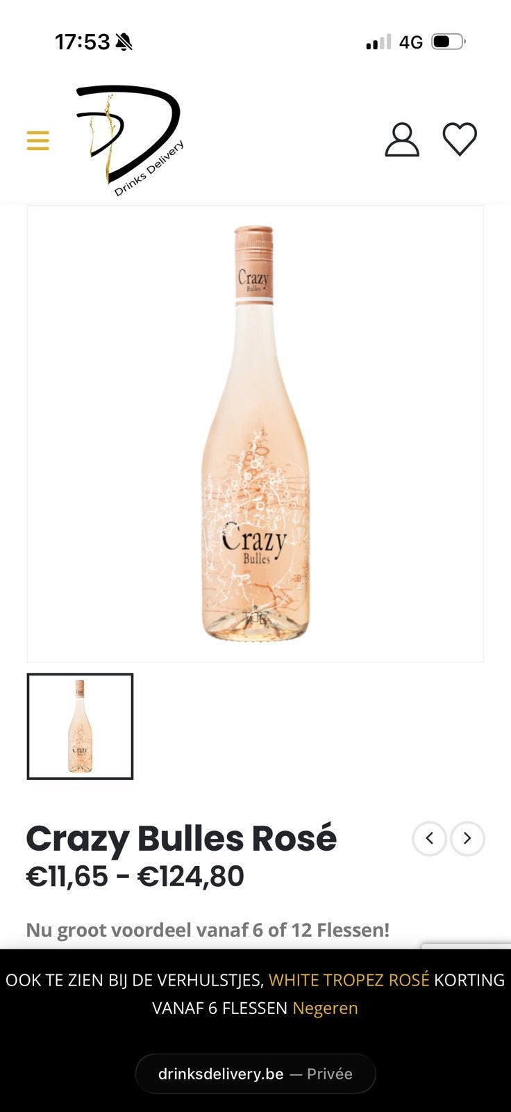 Rosé Saint-Tropez vin 4.16€, Enlèvement ou Envoi, Comme neuf, Rosé