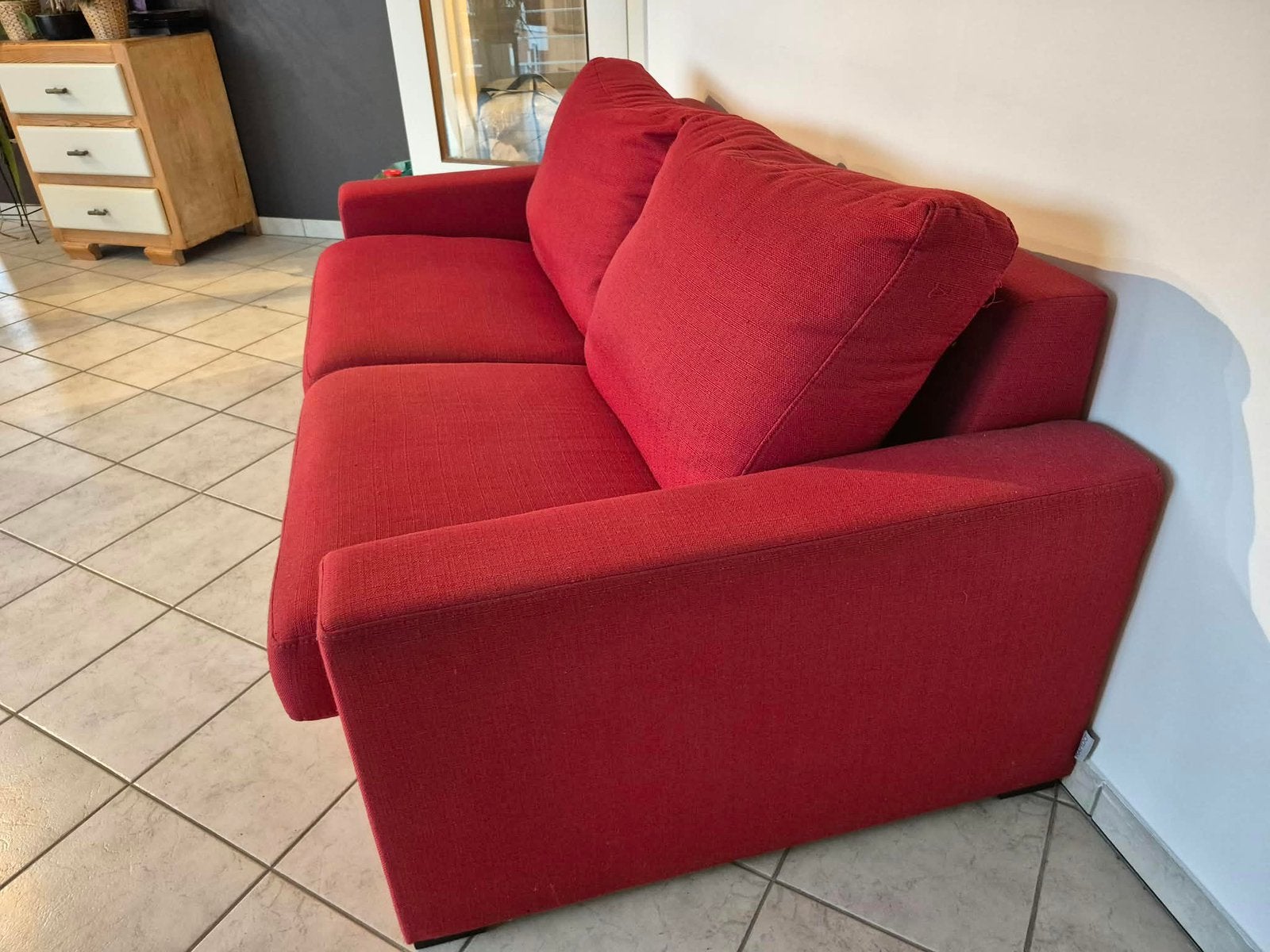 Super comfort canapé depliant 3 places avec un vrai matelas, 150 à 200 cm, Enlèvement, Utilisé, Tissus