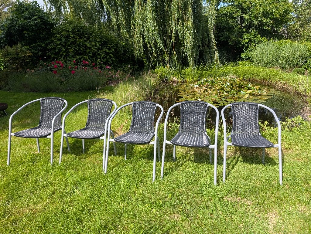 Tuinstoelen stapelbaar 5 stuks, Jardin & Terrasse, Chaises de jardin, Enlèvement, Utilisé, Métal, Empilable