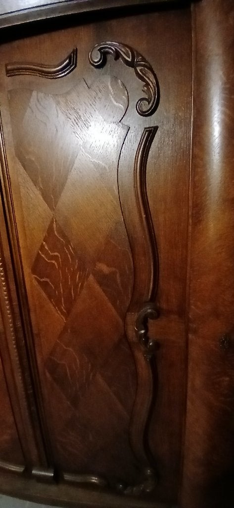 Garde robe 4 portes en bois brun 1950, 200 cm ou plus, Mimieu du xx eme siècle, Comme neuf, Autres essences de bois
