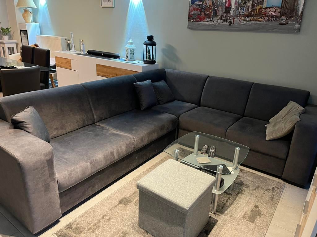 Hoeksalon velvet alcantara leder nieuw !, Huis en Inrichting, Ophalen, Zo goed als nieuw
