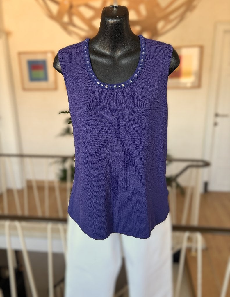 Mayerline topje met strass & parels, paars, mt 2L (40-42), Kleding | Dames, Mayerline, Paars, Maat 42/44 (L), Ophalen of Verzenden