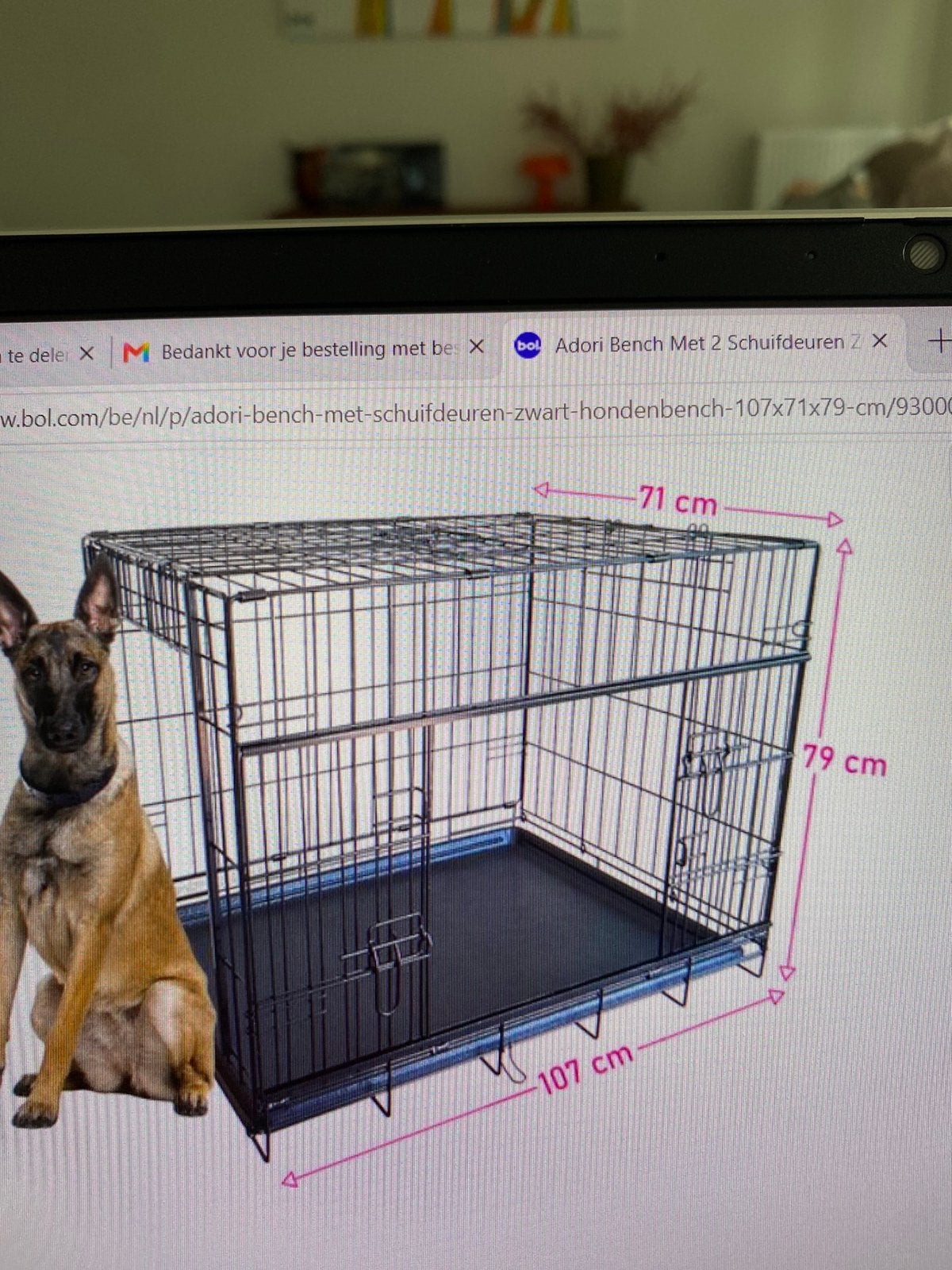 Adori bench voor honden 107x71x79cm, Dieren en Toebehoren, Ophalen, Hondenkennel, 65 tot 100 cm, Zo goed als nieuw