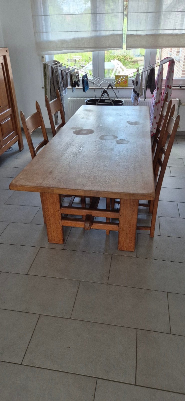 Houten tafel living met 4 stoelen, Ophalen