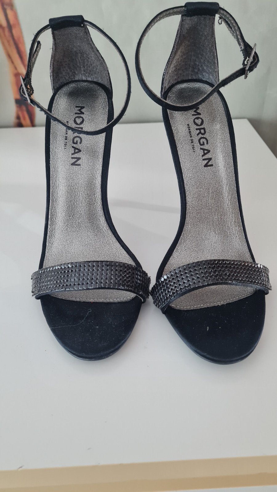 Sandales à talon strass Morgan T37 12cm, Morgan de toi, Comme neuf, Enlèvement, Noir