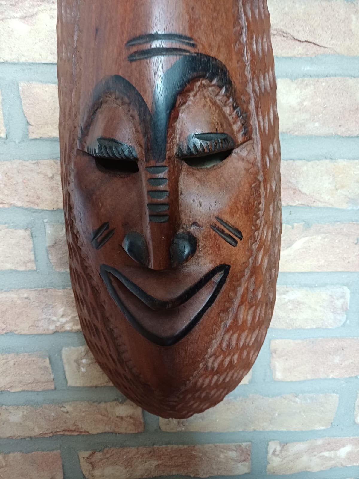 Afrikaans handgesneden masker 62 cm hoog, Ophalen, Masker