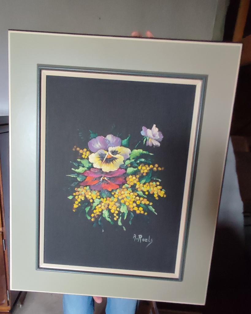 schilderij bloemen, Antiek en Kunst, Ophalen