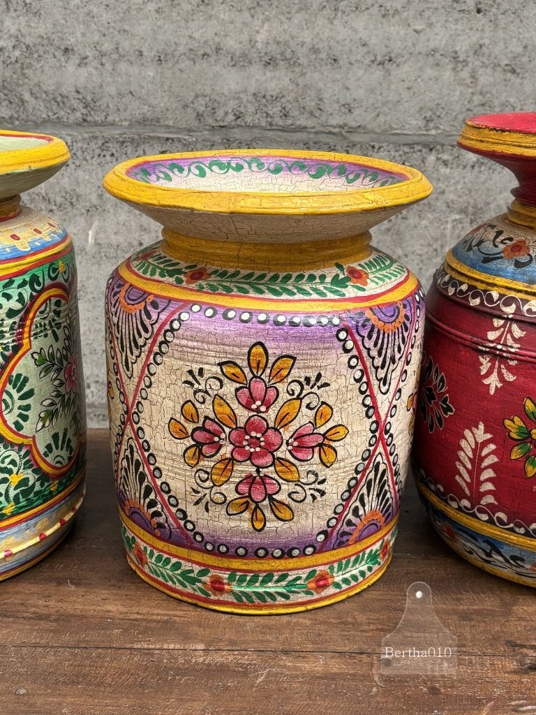 Oude handbeschilderde Indiase melkpot, Antiquités & Art, Curiosités & Brocante, Enlèvement