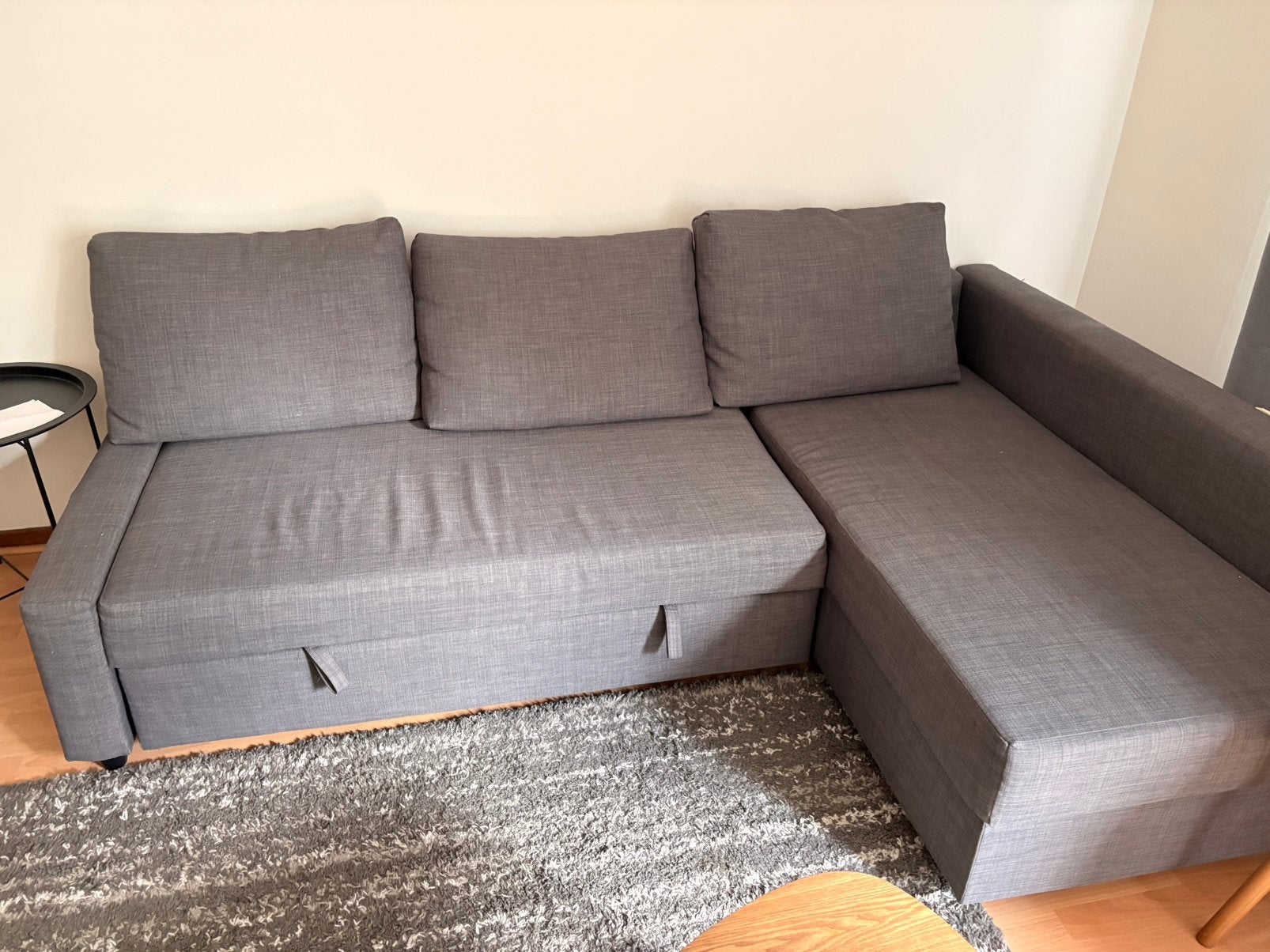IKEA FRIHETEN Omvormbare hoekbank+opbergruimte, Ophalen, Gebruikt, Tweepersoons, Grijs