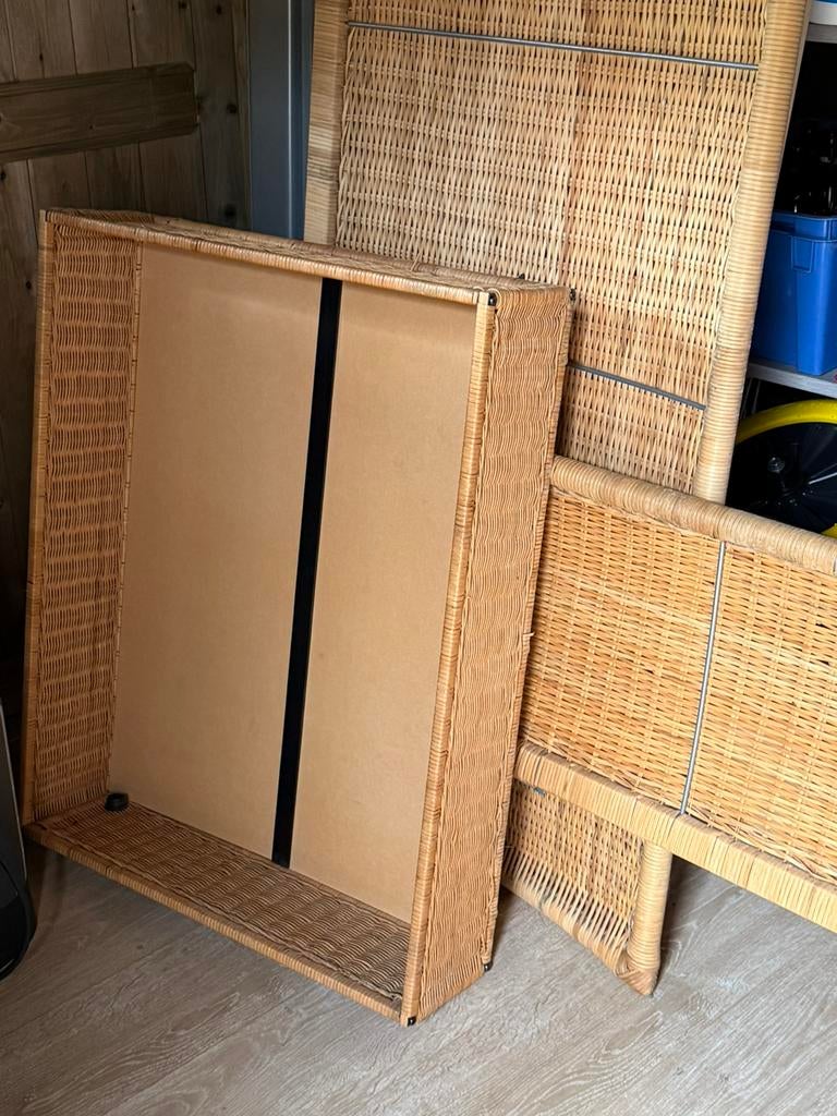 1/2 persoonsbed in rotan met alu frame, Huis en Inrichting, Slaapkamer | Bedden, Ophalen, Gebruikt, Bruin, Tweepersoons