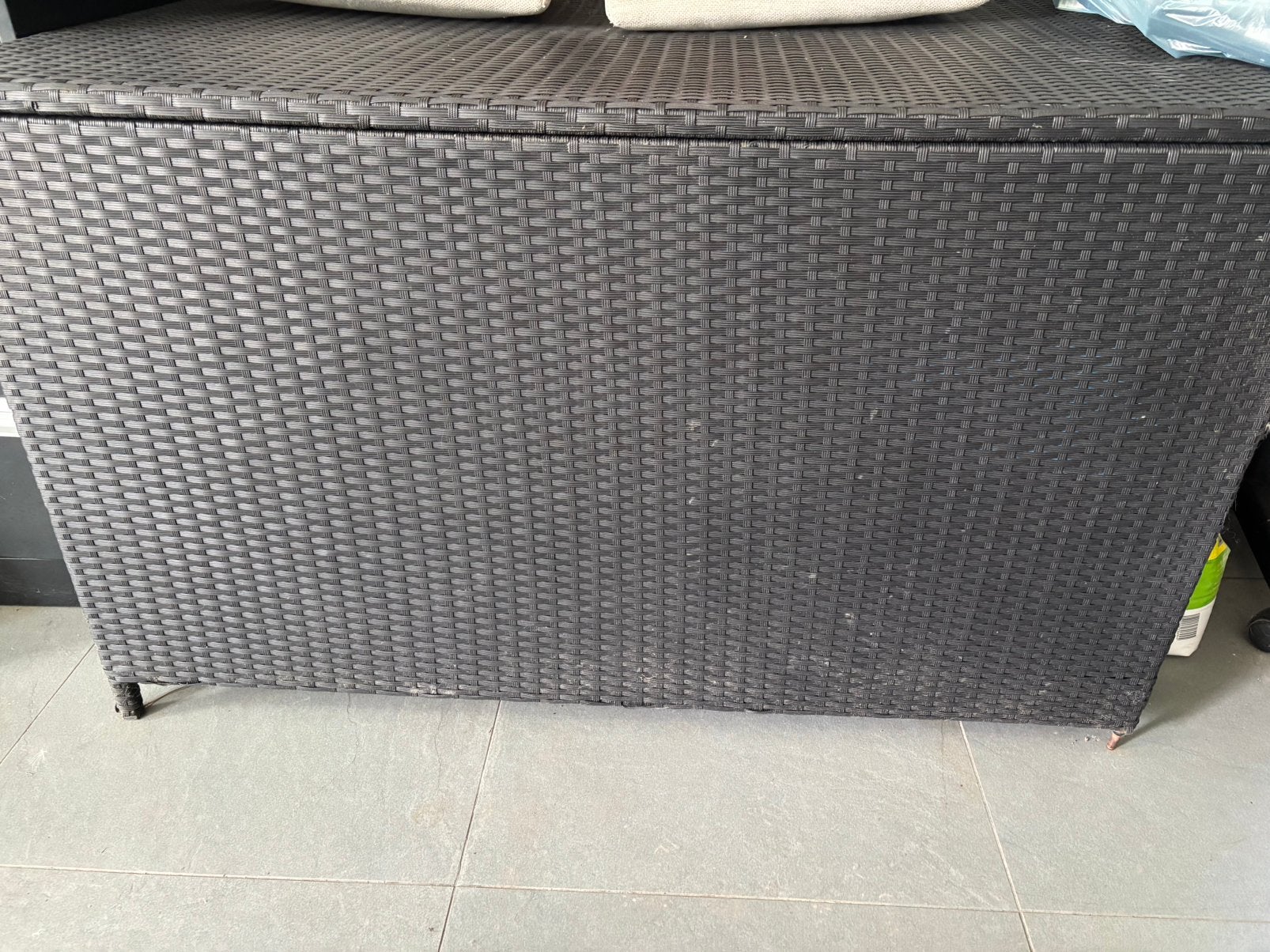 Opbergbox van staal en polyrotan antraciet 77x83x128, Tuin en Terras, Ophalen, Gebruikt