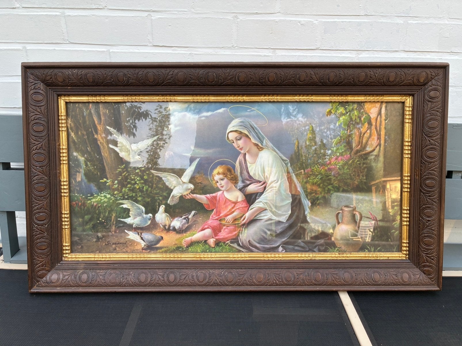 Devotie prent Marie samen met kind Jezus, Antiek en Kunst, Ophalen