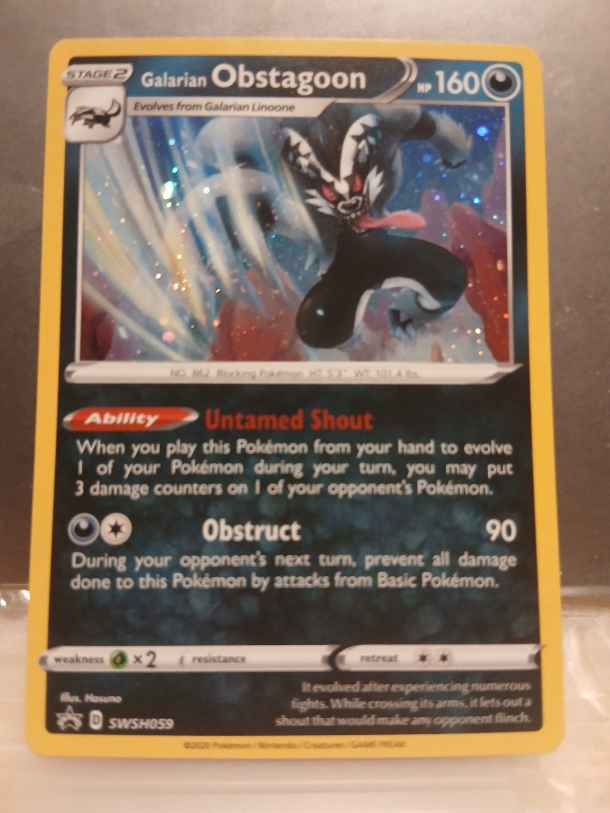 galarian obstagoon cosmos swsh059 pokemon Sword & Shield pro, Enlèvement ou Envoi, Neuf, Cartes en vrac, Foil