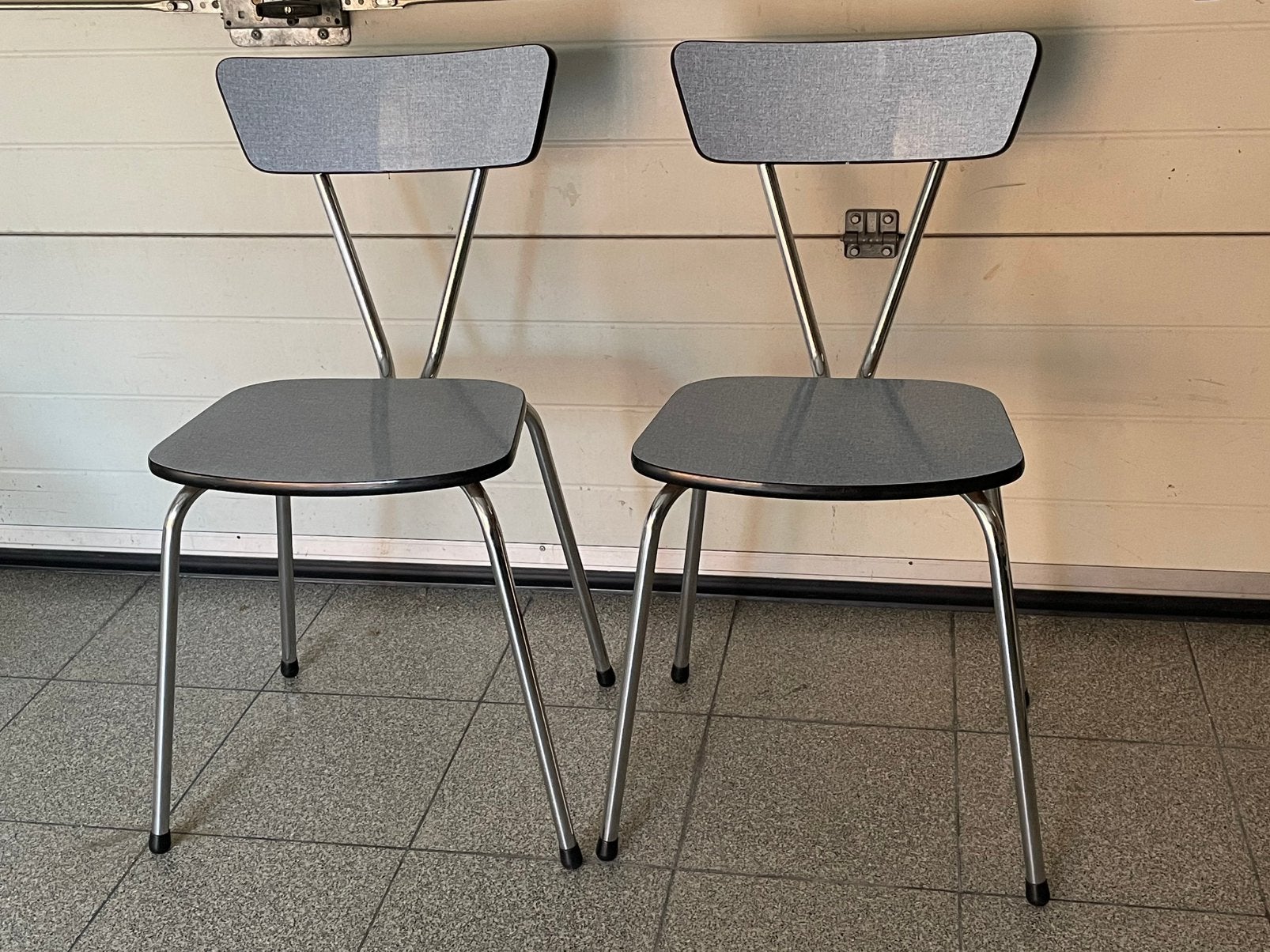 2 formica vintage stoeltjes jaren 60 lichtblauw, Enlèvement, Utilisé