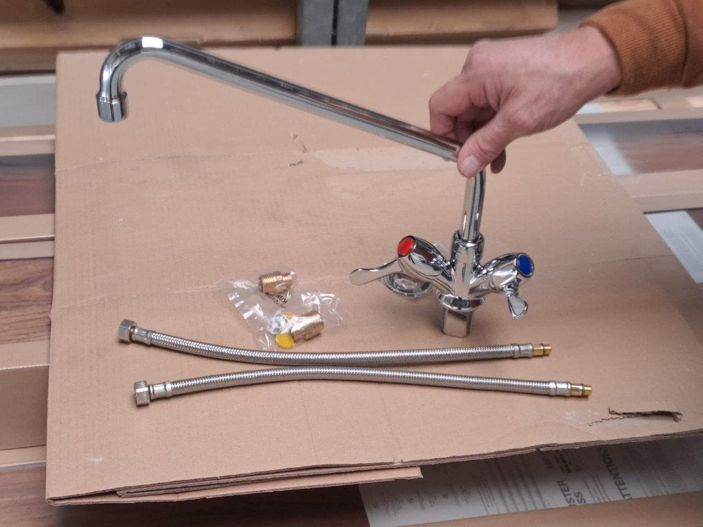 Dubbele chroom kraan, Bricolage & Construction, Enlèvement, Neuf, Chrome, Robinet