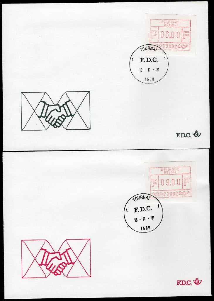 (B) Enveloppe ATM2 FDC 1981 - Set 6-9-14-59 BEF, Enlèvement ou Envoi, Affranchi, Avec enveloppe, Oblitération 1er jour