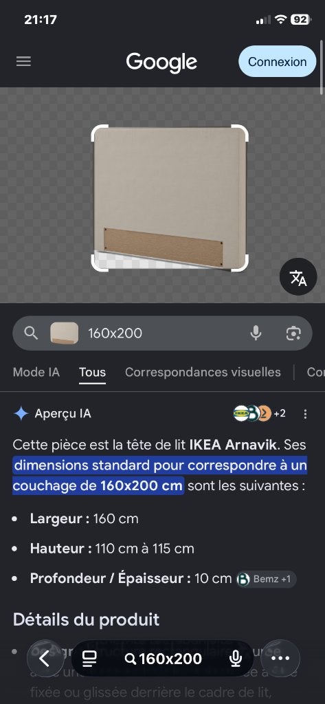 Tête de lit tapissier IKEA, Beige, Enlèvement, Utilisé, Deux personnes