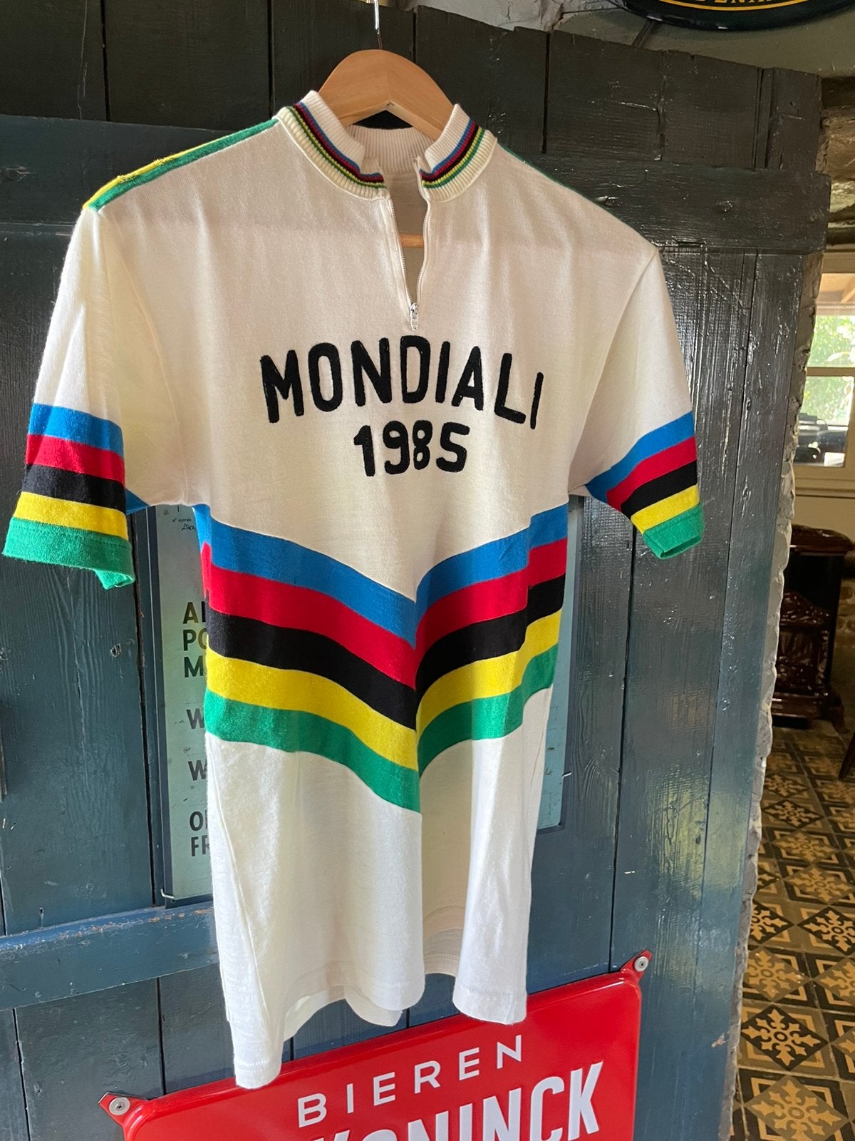 Retro vintage koerstrui mondiali 1985, Fietsen en Brommers, Fietsaccessoires | Fietskleding, Gebruikt, Ophalen of Verzenden, Bovenkleding