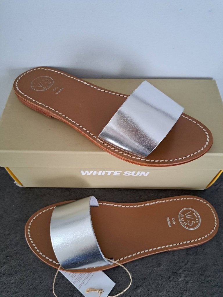 WHITE SUN Mules en Cuir, Neuf, Enlèvement, WHITE SUN, Sandales et Mûles