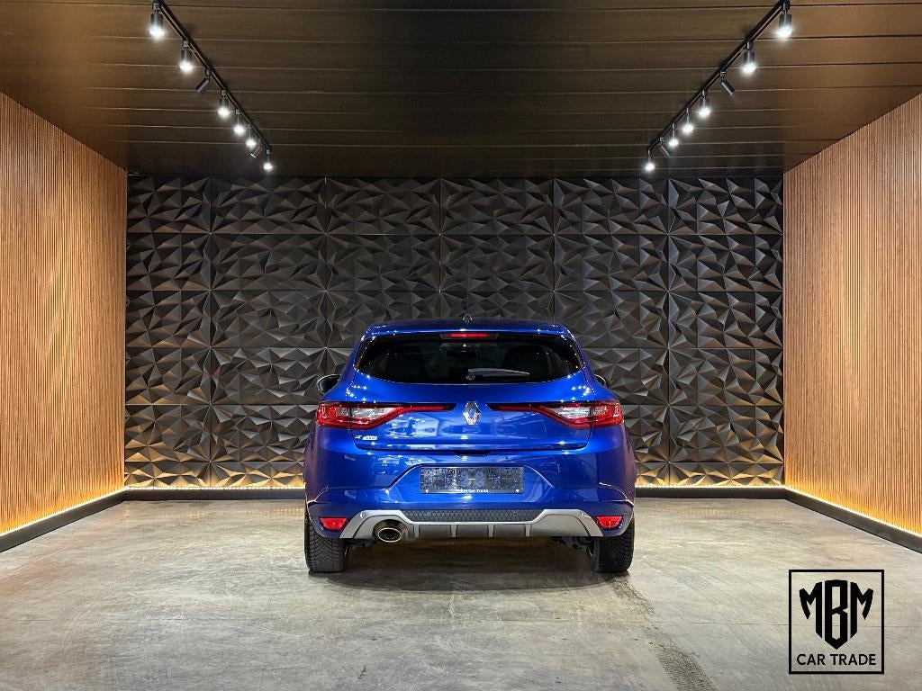 ✅Renault Megane 1.33 TCe GT-Line GARANTIE Navi Leder LED PDC, Auto's, Renault, Voorwielaandrijving, 4 cilinders, Blauw, Leder en Stof