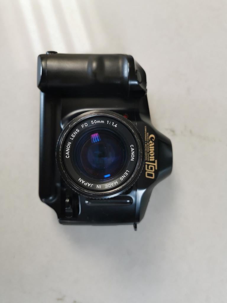 Canon T90 + 50mm F1.4 nFD, Audio, Tv en Foto, Fotocamera's Analoog, Ophalen, Canon
