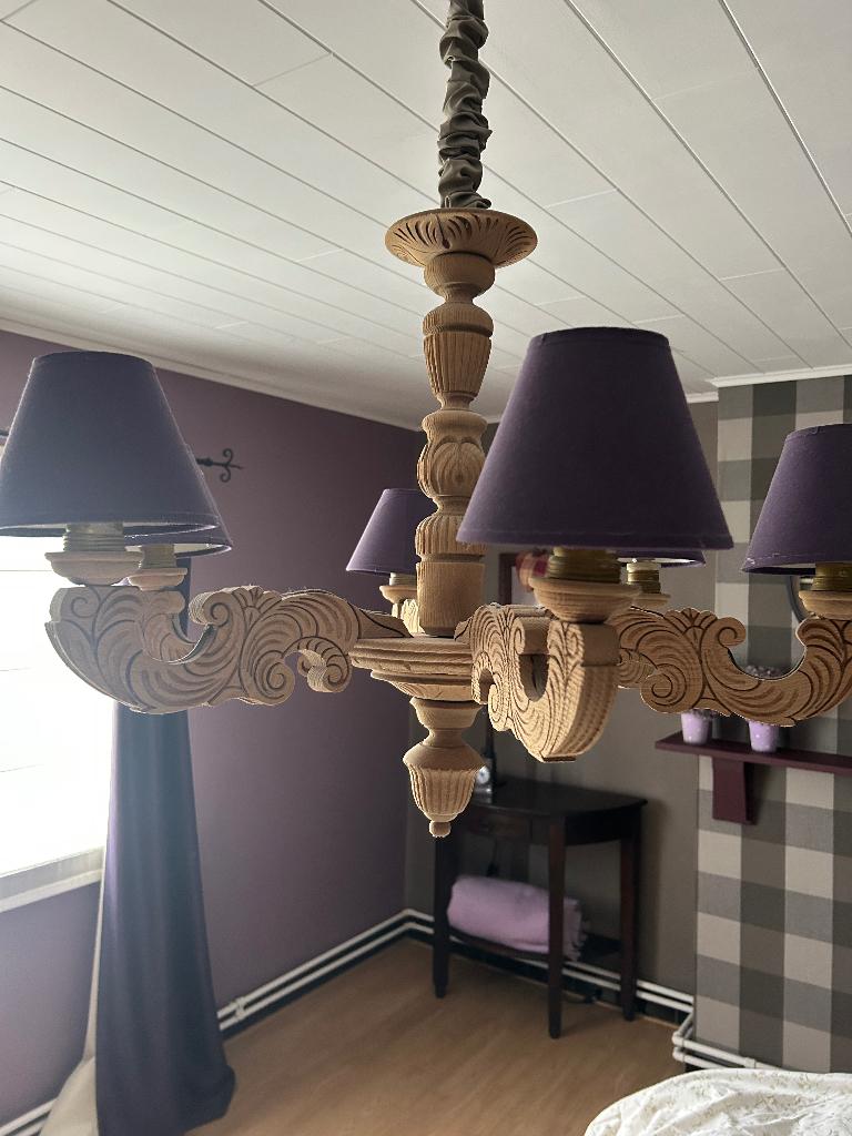 Landelijke kroonluchter, Huis en Inrichting, Lampen | Kroonluchters, Ophalen, Zo goed als nieuw, Stof