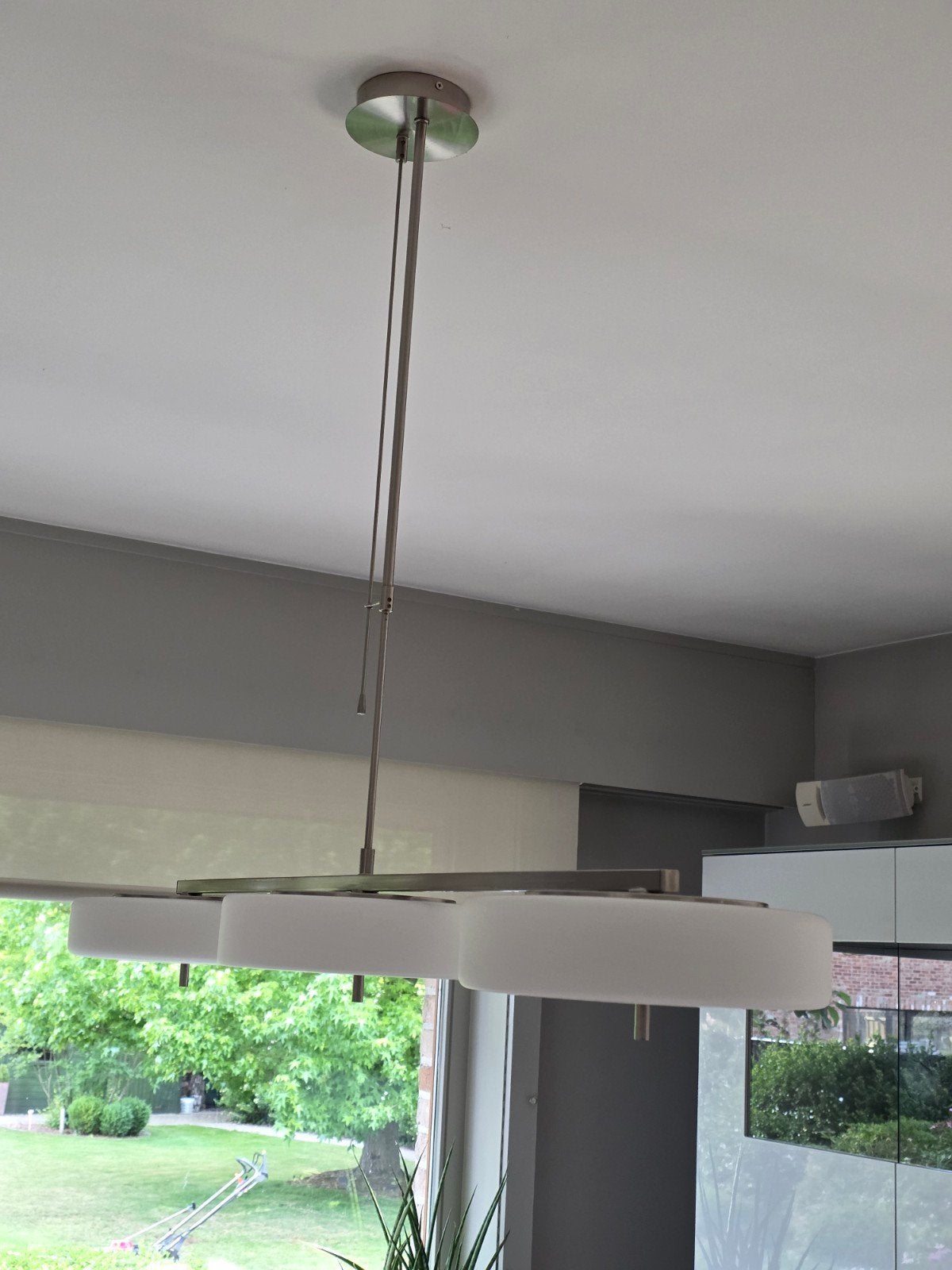 Moderne design hanglamp met 3 witte lichtpunten – verstelbaa, Enlèvement, Comme neuf, Verre