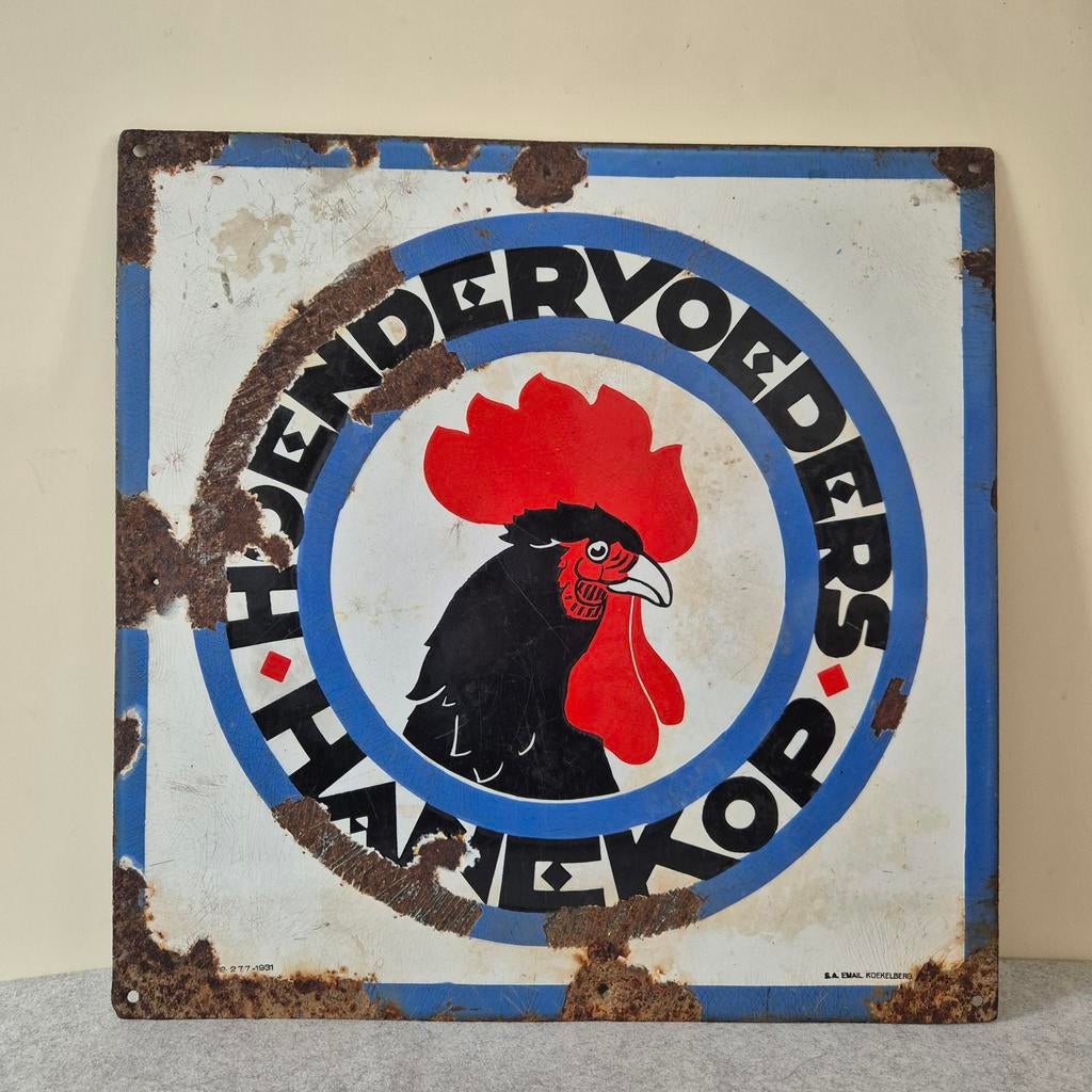 Emaille bord, HANEKOP HOENDERVOEDERS, Ophalen of Verzenden