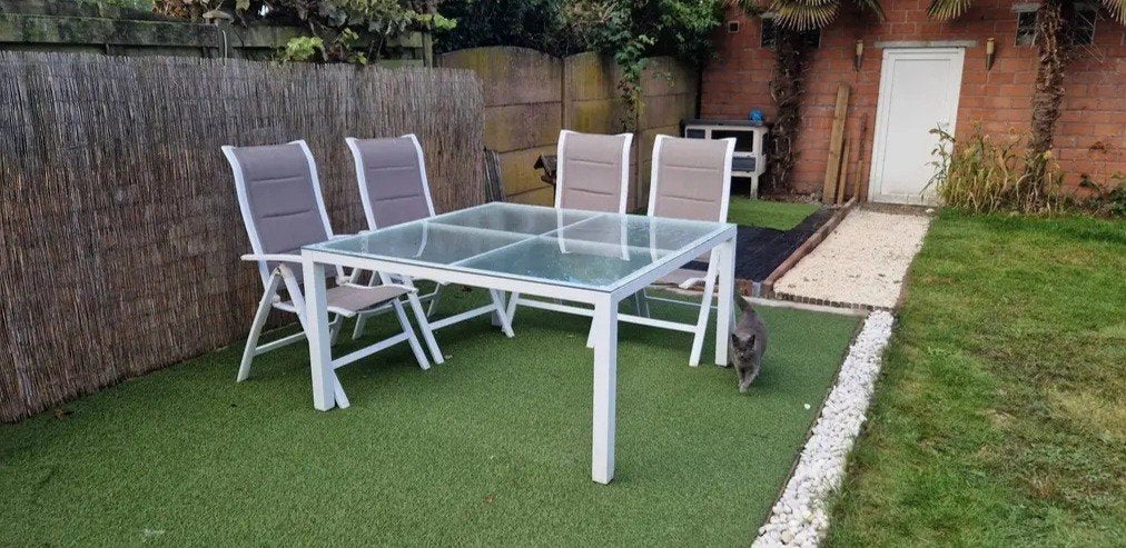 Tuintafel en stoelen, Tuin en Terras, Tuintafels, Ophalen