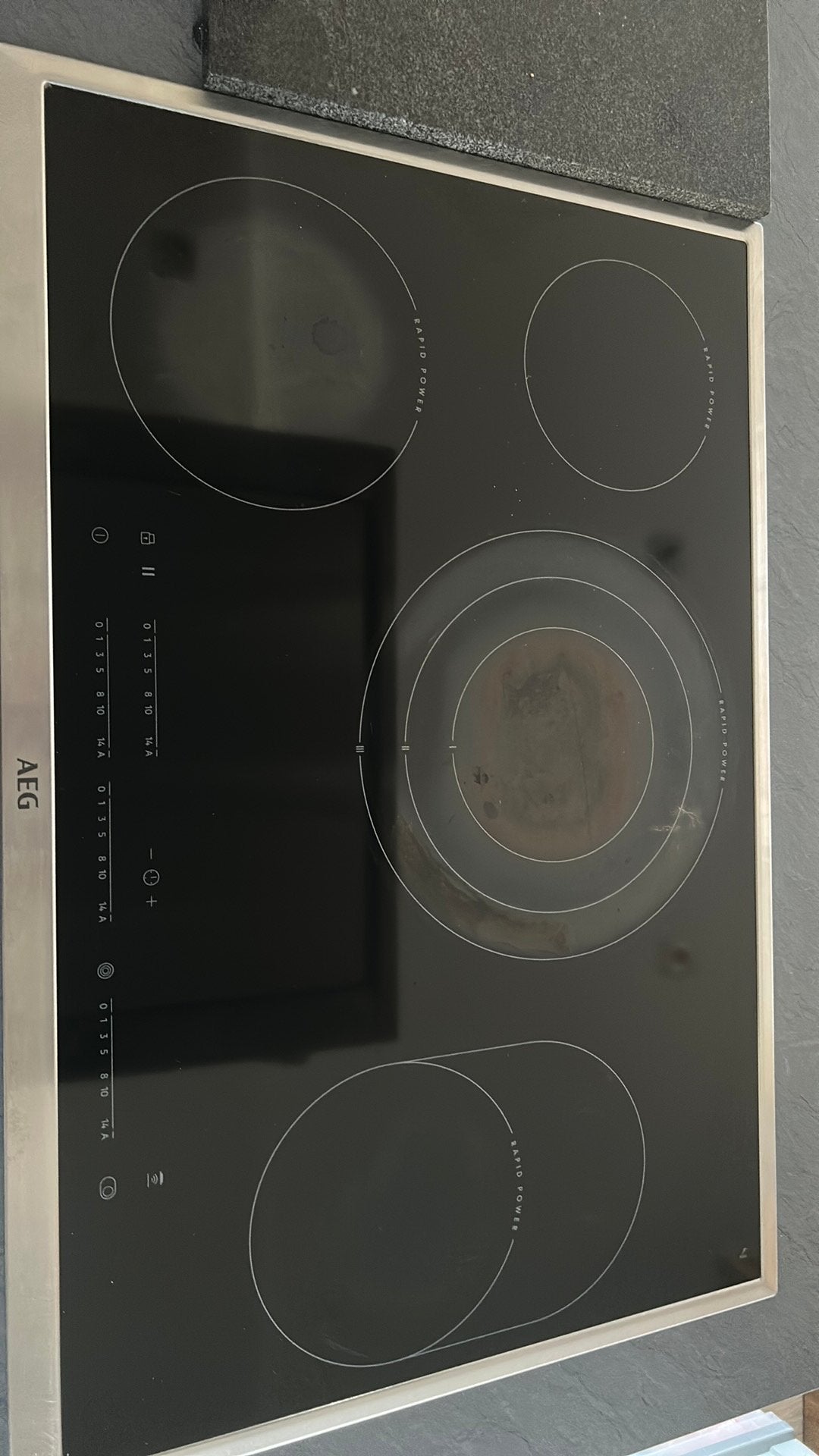 AEG keramisch vuur met inox omlijsting., Elektronische apparatuur, Kookplaten, Ophalen, Gebruikt, Keramisch, Inbouw