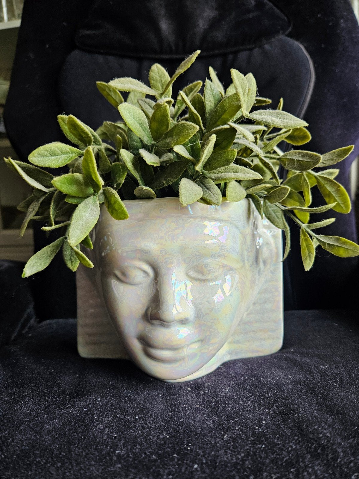 Cache-pot blanc décoratif en forme de visage, Moins de 25 cm, Comme neuf, Enlèvement, Intérieur
