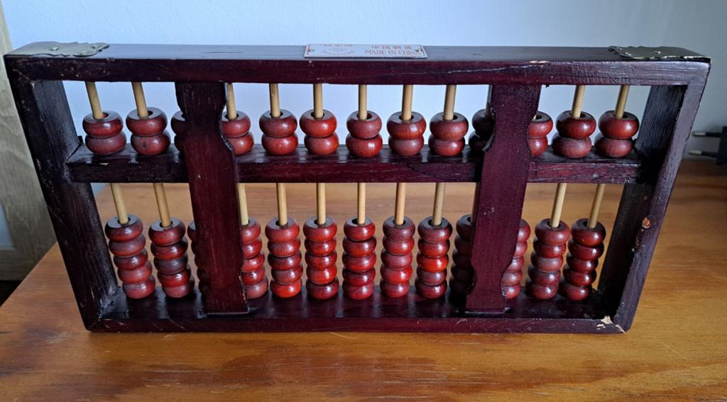 Vintage rood houten Chinees telraam / abacus, Ophalen