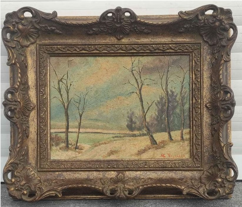 Huile sur panneau paysage signe m voycleer, Antiquités & Art, Art | Peinture | Classique, Enlèvement ou Envoi, Paysage, Panneau