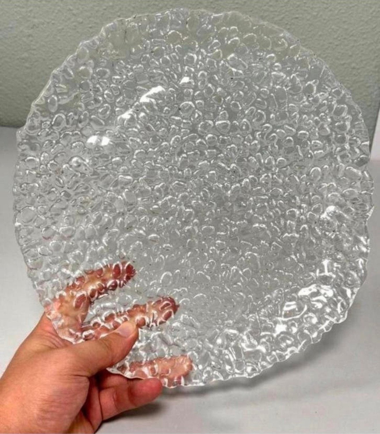 Grande assiette en verre vintage antique, bol service 28 cm, Enlèvement ou Envoi