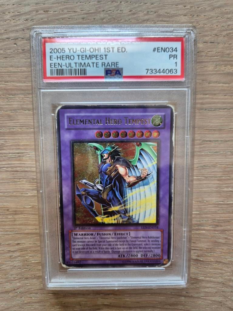 PSA 1 - Elemental Hero Tempest [1st ed. Ultimate Rare], Ophalen, Gebruikt, Losse kaart, Foil