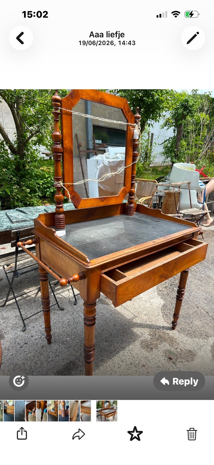 Antieke scheertafel barber table +|_ 1880, Huis en Inrichting, Tafels | Kaptafels, Zo goed als nieuw, Ophalen
