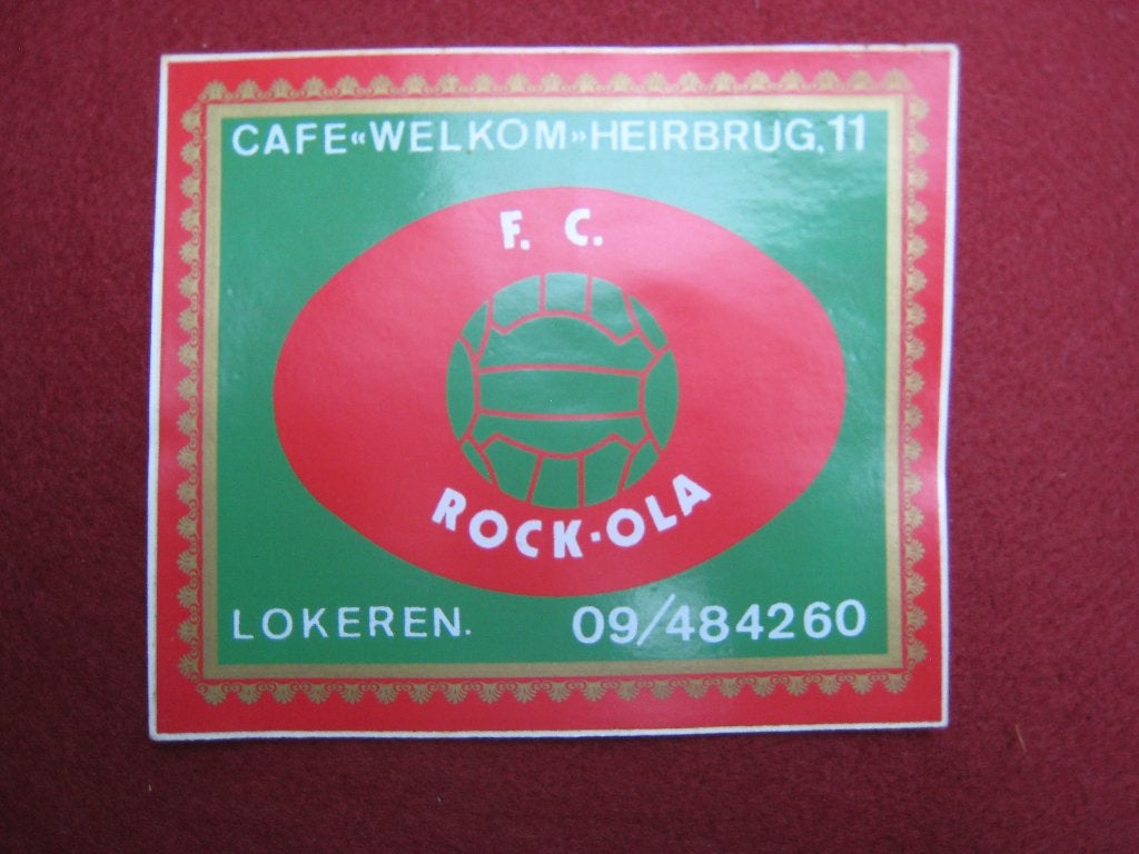 Vintage Sticker Cafe Welkom FC Rock-Ola Lokeren O-VL, Verzenden, Gebruikt, Sport