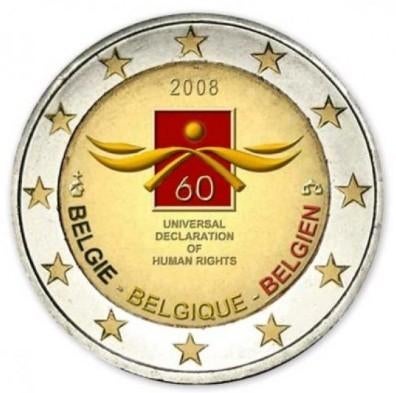2 euro België 2008 Rechten van de Mens gekleurd, Ophalen of Verzenden, België, 2 euro