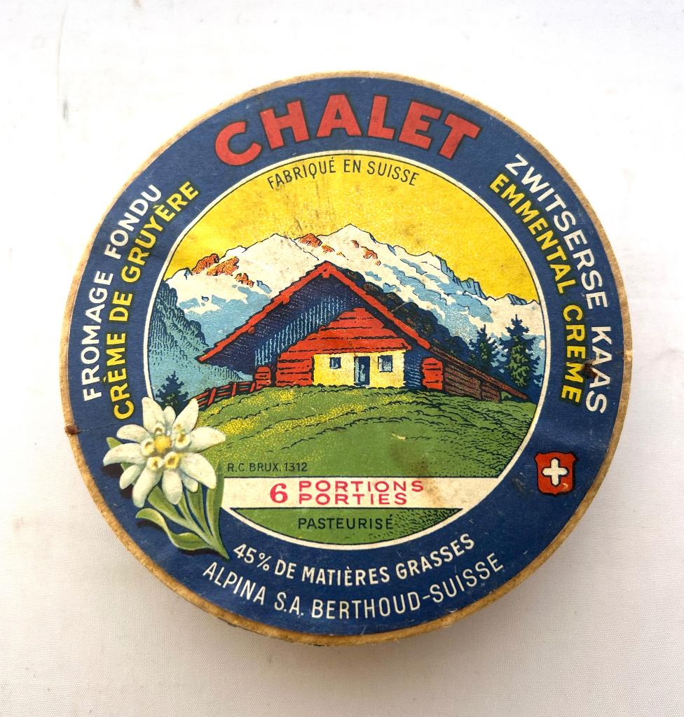 oud doosje fromage Chalet Cheese kaasdoosje spel 36 kaarten, Antiek en Kunst, Ophalen of Verzenden