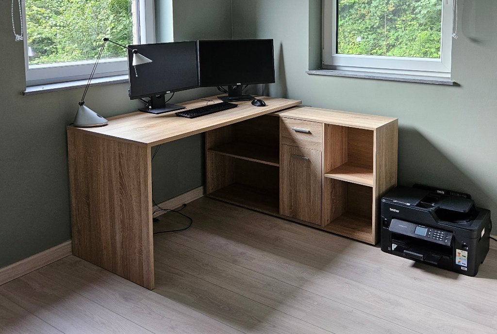 Bureau d'angle réversible, Huis en Inrichting, Bureaus, Ophalen, Met lades, 135 cm, Spaanplaat of MDF