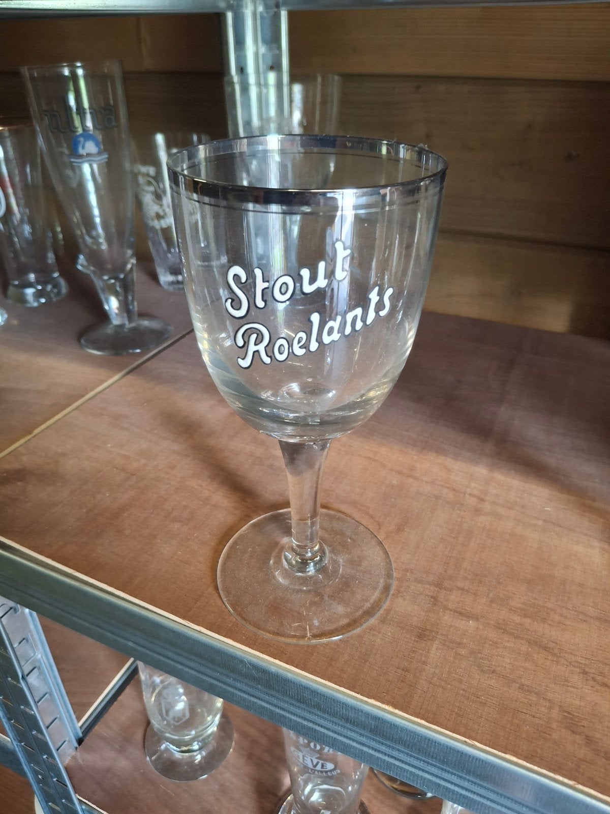 Oud email bierglas stout roelants, Ophalen of Verzenden