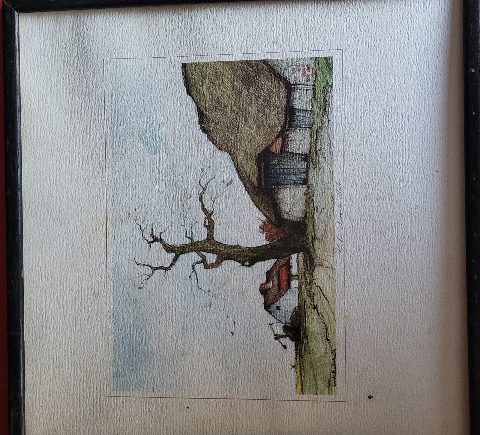 Vintage reproductie Dirk Baksteen Kempische hoeve, Ophalen, Ingelijst