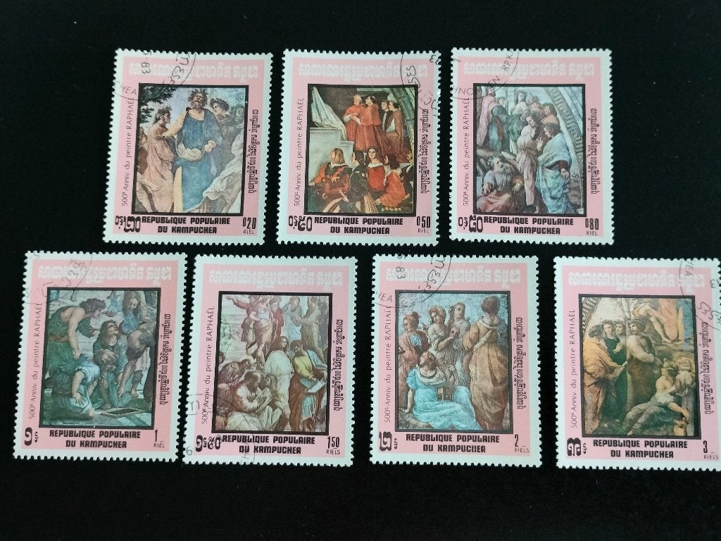 Cambodge 1983 - peinture de Rafael, Envoi, Affranchi, Asie du Sud Est