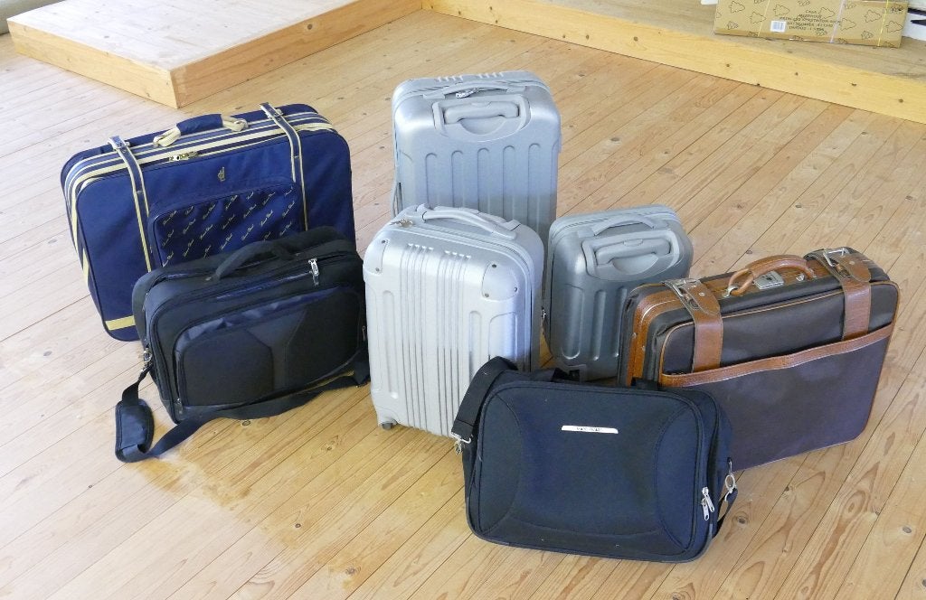 Set van 7 valiezen,handbagage, Laptoptas, enz ..., Ophalen, Overige materialen, Gebruikt, Minder dan 50 cm