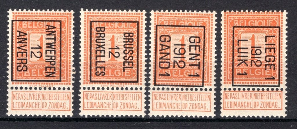 PRE028B/031B MNH** 1912, Envoi, Non oblitéré, Neuf