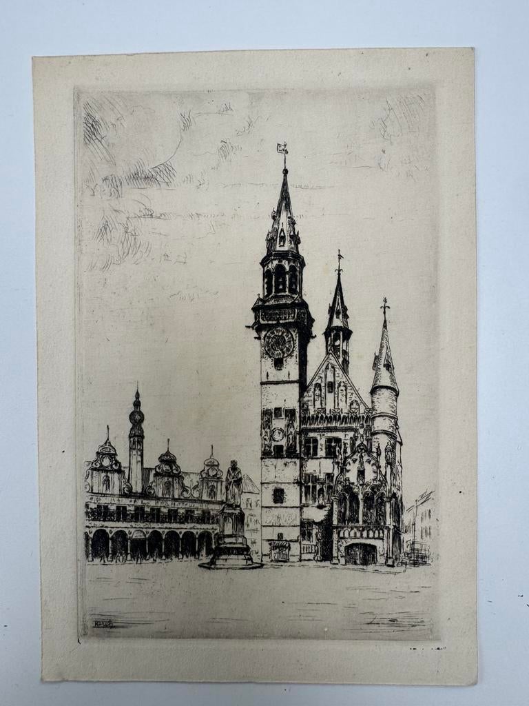 Ets standbeeld Dirk Maertens  Aalst - Henri Kerels, Antiek en Kunst, Ophalen, Ets